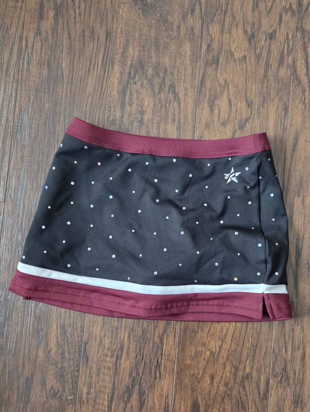 Girls Black and Burgundy Active Skort with Star Logo